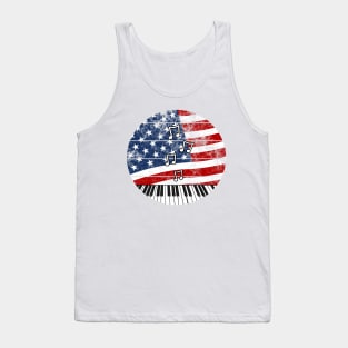 Piano USA Flag Pianist Musician 4th July Tank Top